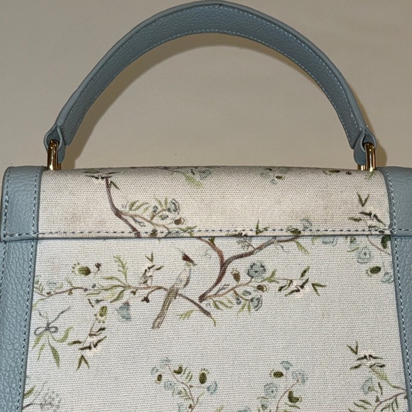 Ariel Okin X Neely & Chloe Floral Top-Handle Shoulder Bag in Light Blue - Picture 12 of 12